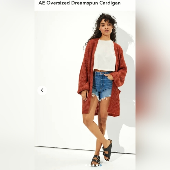 American Eagle Outfitters Women's Oversized Dreamspun Cardigan Terracotta/Rust S - Picture 13 of 16